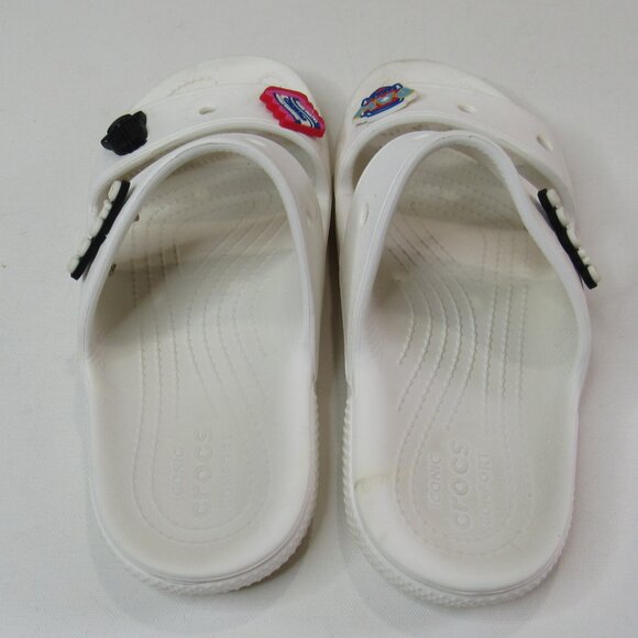 Crocs Classic White Sandals Slides w/Jibbitz Charms Unisex Size Womens 8 Mens 6 - Picture 4 of 9
